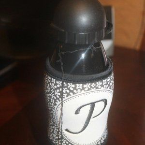 Stainless steel 18/8 20oz bottle koozie Black White "P" Stretch Fabric cover NEW